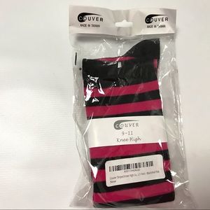 Couver Striped Knee High One Pair Pink Black 9-11